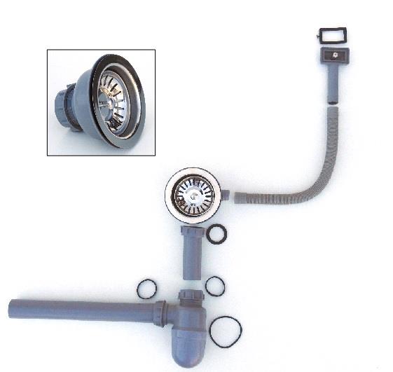 Set Desagüe 3.1/2" con tubo de rebalse y Sifón