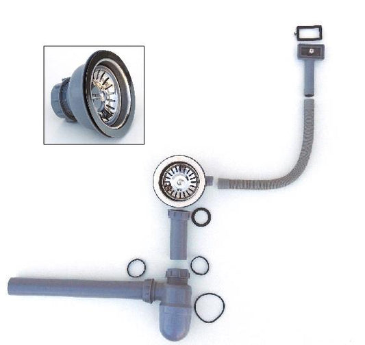Set Desagüe 3.1/2" con tubo de rebalse y Sifón Cd. 190000055 - FELGER